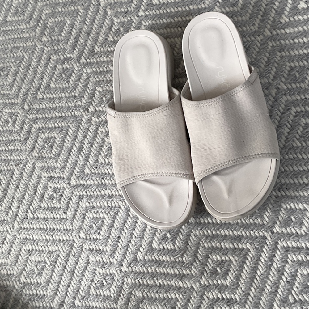 Ryka Light Beige Slide Sandals